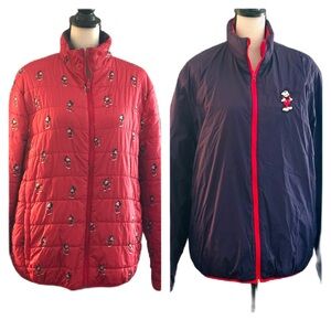 Chic Disney Mickey Mouse Reversible Red and Índigo Women's Puffer Jacket L